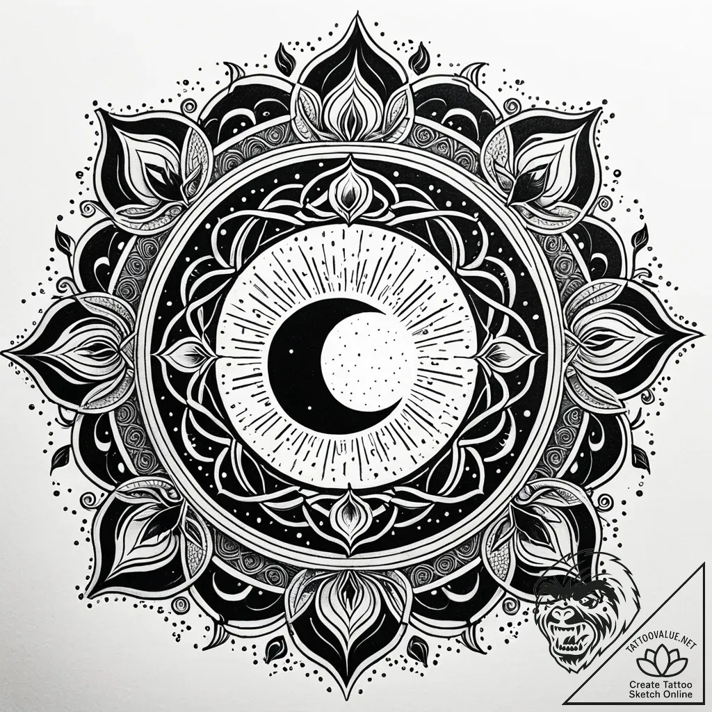 Tattoo design: a solar eclipse motif, with da... - style Jaeger Simple - tattoo sketch (24.11.2025 06:49)