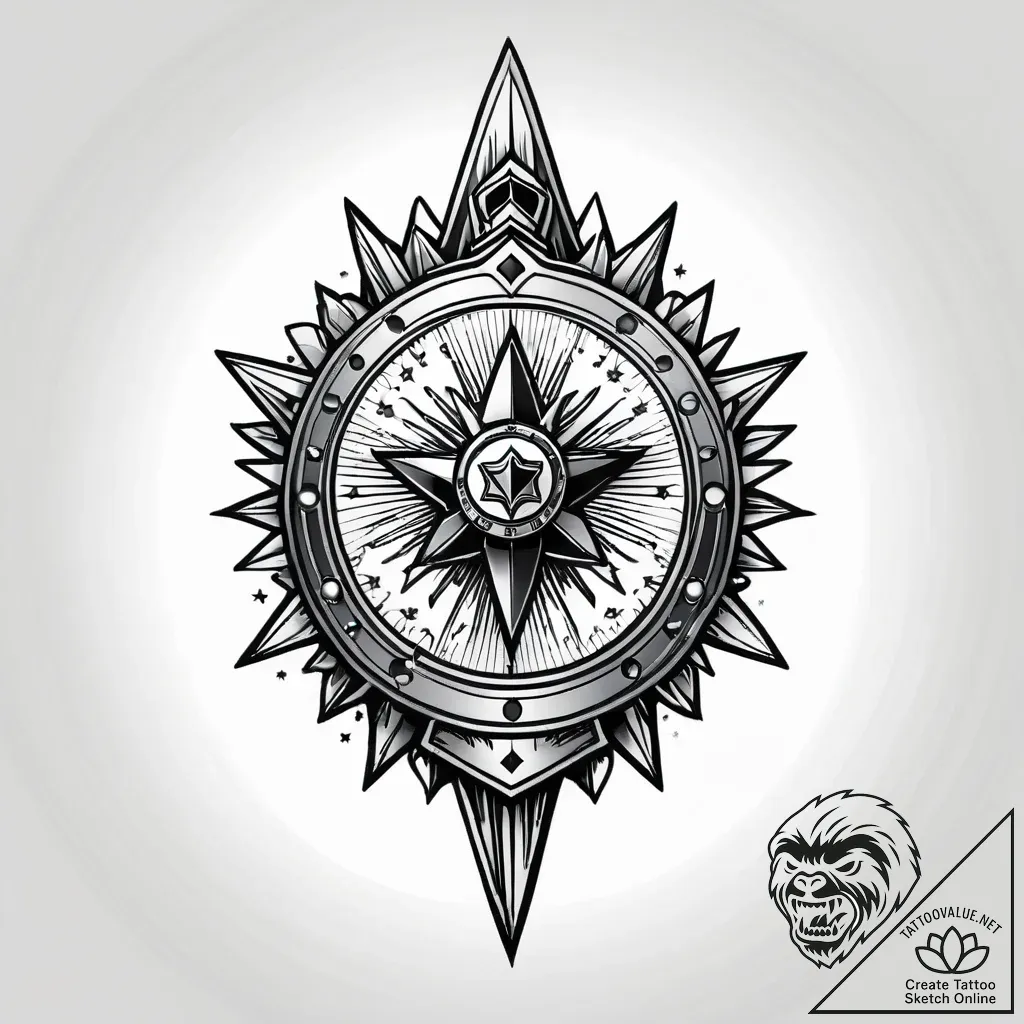 Tat tattoo sketch, police shield with starbur... - style Jagger Old - tattoo sketch (24.11.2025 06:55)