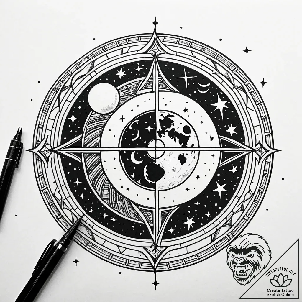Tattoo design a realistic celestial body (pla... - style Jaeger Simple - tattoo sketch (24.11.2025 07:00)