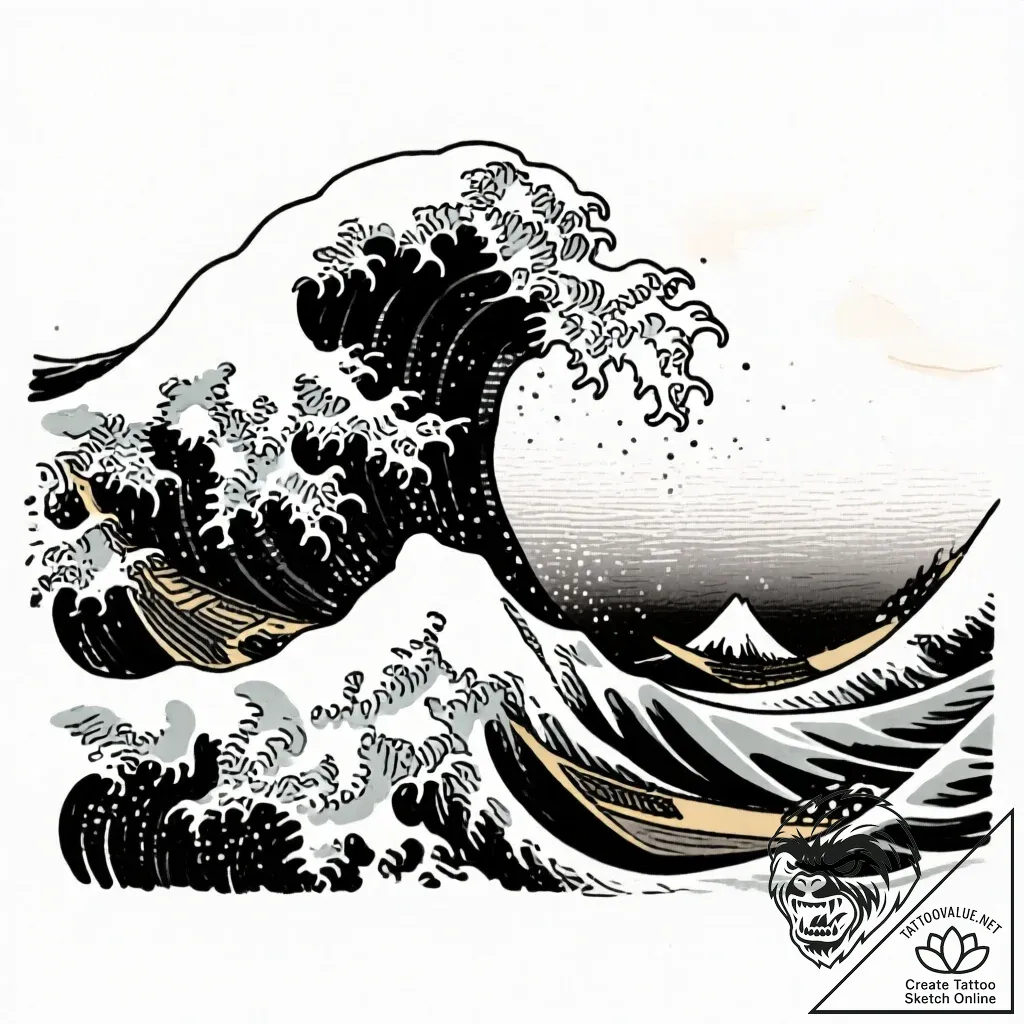Tattoo design an abstract wave crashing and d... - style Flux Inscriptions - tattoo sketch (24.11.2025 07:10)