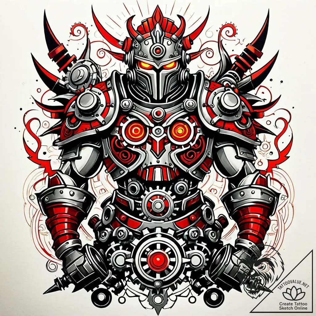 Tat tattoo sketch, god-like warrior in steamp... - style Jaeger Simple - tattoo sketch (24.11.2025 07:13)