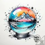 A shot through a crystal ball, showing an inv… – style Jaeger Simple – tattoo sketch (24.11.2025 07:24)