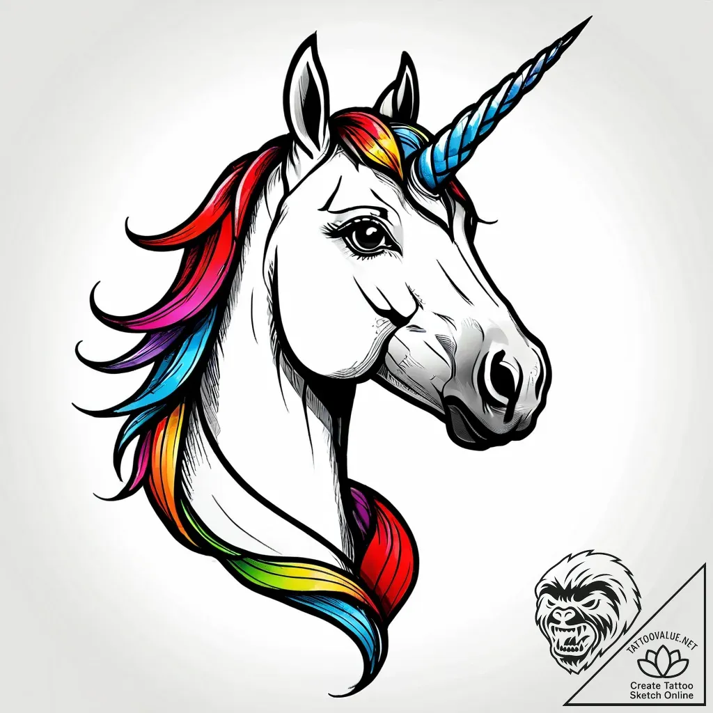 Tattoo sketch, agnes hugging unicorn with hea... - style Jagger Old - tattoo sketch (24.11.2025 07:31)