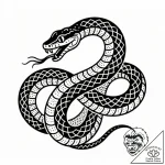 Coiled serpent devouring tail, ink illustrati… – style Flux Inscriptions – tattoo sketch (24.11.2025 07:34)