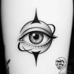 Knife beneath celestial eye, artistic tattoo… – style Flux Inscriptions – tattoo sketch (24.11.2025 07:46)