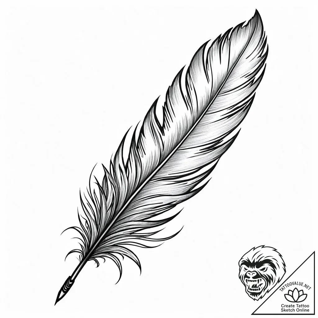 Tattoo design a single, flowing feather with... - style Jaeger Mini - tattoo sketch (24.11.2025 07:51)