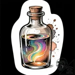 Tattoo design a magic potion bottle with a sw… – style Flux Inscriptions – tattoo sketch (24.11.2025 07:58)