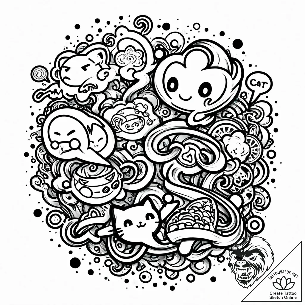 Tat tattoo sketch, streamer’s avatar surround... - style Jaeger Mini - tattoo sketch (24.11.2025 08:04)