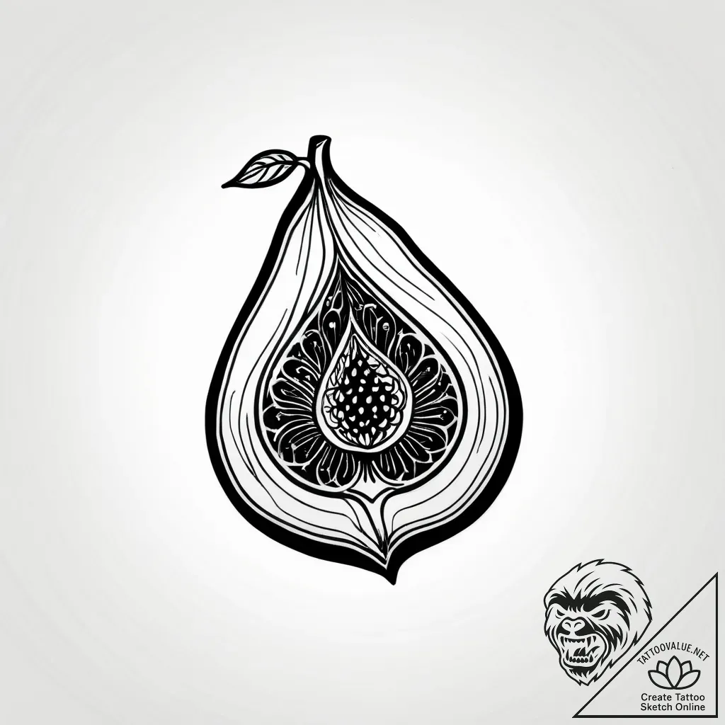A close-up of a fresh fig, sliced in half., a... - style Jagger Old - tattoo sketch (24.11.2025 08:19)