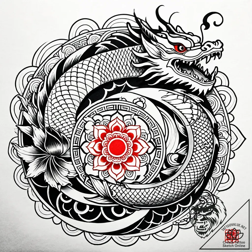 Tattoo design a mandala-style geometric patte... - style Jaeger Simple - tattoo sketch (24.11.2025 08:25)