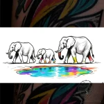 A family of elephants walking in a line towar… – style Flux Inscriptions – tattoo sketch (24.11.2025 08:34)