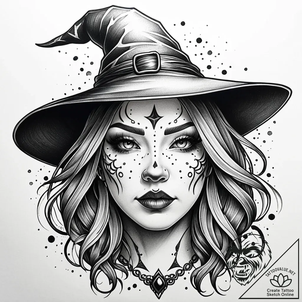 Tattoo sketch, yubaba’s face close-up, detail... - style Jaeger Simple - tattoo sketch (24.11.2025 08:36)