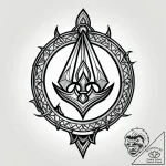 Fractured mirror beneath burning gate, ink il… – style Jagger Old – tattoo sketch (24.11.2025 08:43)