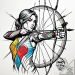 A person practicing archery, aiming at a targ… – style Jaeger Simple – tattoo sketch (24.11.2025 09:00)