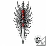 Feathered dagger crowned in roots, tattoo lin… – style Jaeger Mini – tattoo sketch (24.11.2025 09:04)