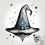 Tattoo design a wizard’s hat with glowing sta… – style Jagger Old – tattoo sketch (24.11.2025 09:19)