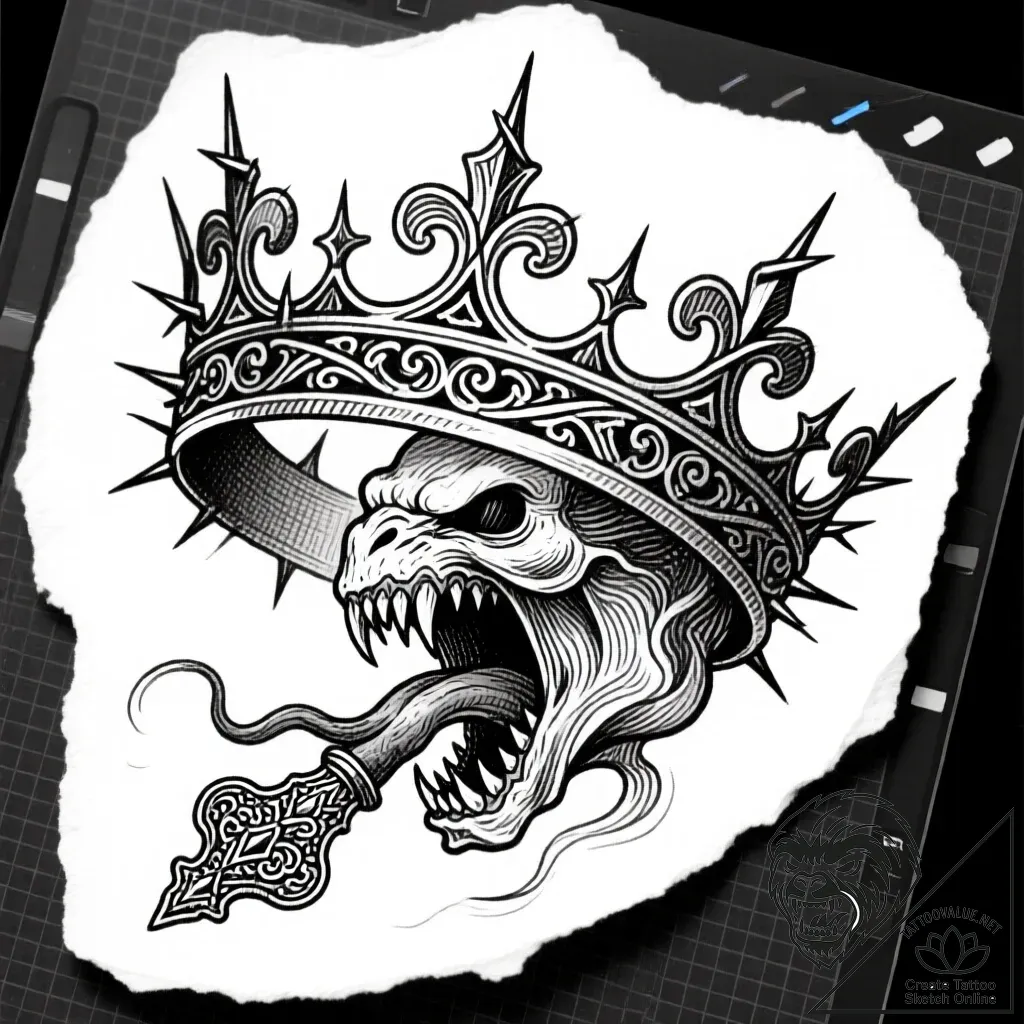 Thorn crown devouring relic, tattoo sketch de... - style Flux Inscriptions - tattoo sketch (24.11.2025 09:22)