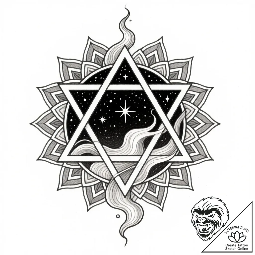 Molten sigil beneath starlight, ink illustrat... - style Flux Inscriptions - tattoo sketch (24.11.2025 09:34)