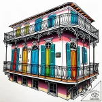 A detailed shot of ornate ironwork on a balco… – style Jaeger Simple – tattoo sketch (24.11.2025 09:48)