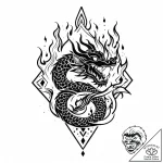 Tattoo sketch, mushu silhouette with flames,… – style Jaeger Mini – tattoo sketch (24.11.2025 09:52)
