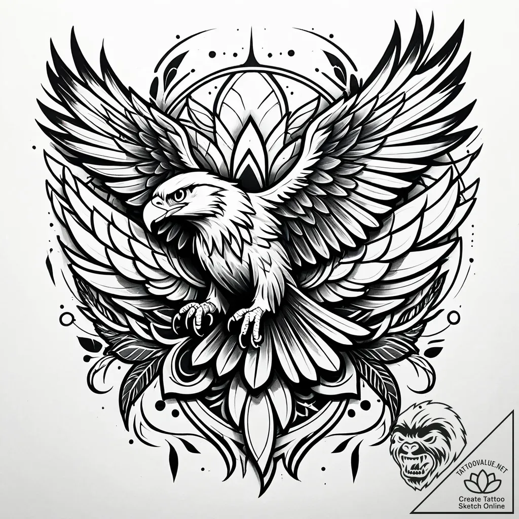 Tattoo sketch, spirit with eagle soaring abov... - style Jaeger Simple - tattoo sketch (24.11.2025 10:00)