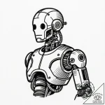 автомат, ink illustration for tattoo, linewor… – style Flux Inscriptions – tattoo sketch (24.11.2025 10:10)