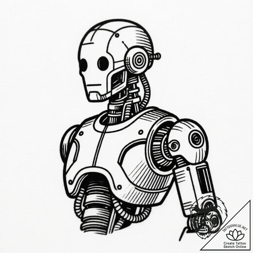 автомат, ink illustration for tattoo, linewor... - style Flux Inscriptions - tattoo sketch (24.11.2025 10:10)