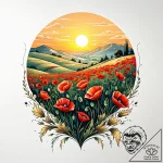 A poppy flower field – style Jaeger Simple – tattoo sketch (24.11.2025 10:12)