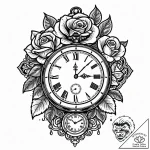 Tat tattoo sketch, vintage pocket watch with… – style Jaeger Mini – tattoo sketch (24.11.2025 10:27)
