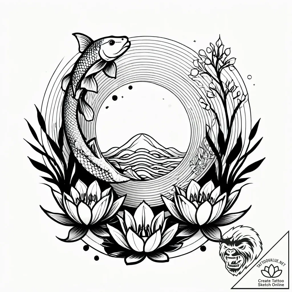 Tat tattoo sketch, lily pads and water lilies... - style Jagger Old - tattoo sketch (24.11.2025 10:43)