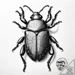 жук, concept art for tattoo, on a clean white… – style Jaeger Simple – tattoo sketch (24.11.2025 11:01)