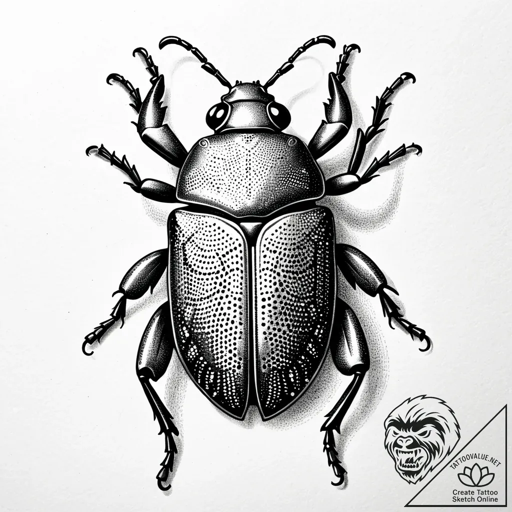 жук, concept art for tattoo, on a clean white... - style Jaeger Simple - tattoo sketch (24.11.2025 11:01)