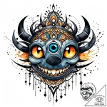 Tattoo sketch, stitch eyes glowing in dark, m… – style Jaeger Mini – tattoo sketch (24.11.2025 11:15)