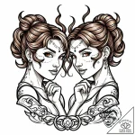 Tattoo sketch gemini faces, one realistic ske… – style Jaeger Mini – tattoo sketch (24.11.2025 11:28)