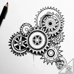 Gears, tattoo drawing outline, on a clean whi… – style Jaeger Simple – tattoo sketch (24.11.2025 11:36)