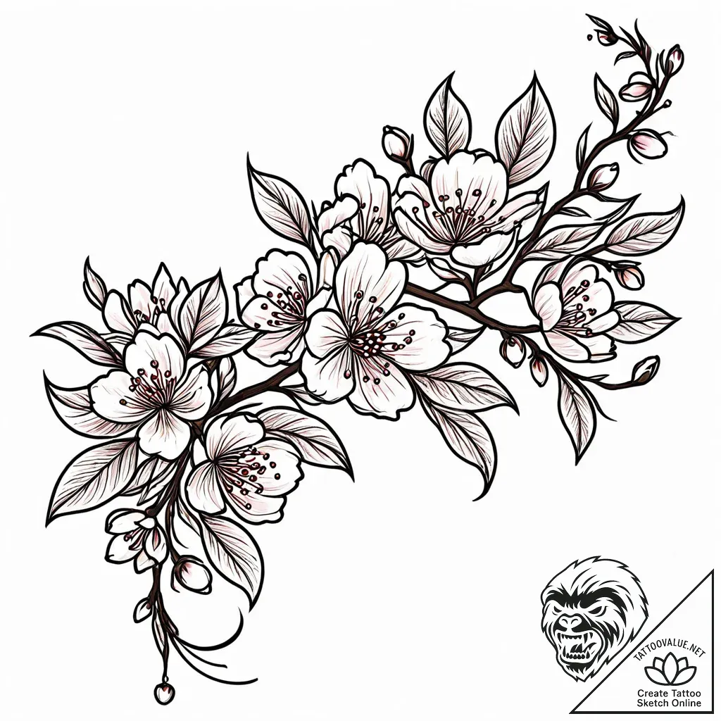 Tat tattoo sketch, traditional japanese cherr... - style Jaeger Mini - tattoo sketch (24.11.2025 11:51)