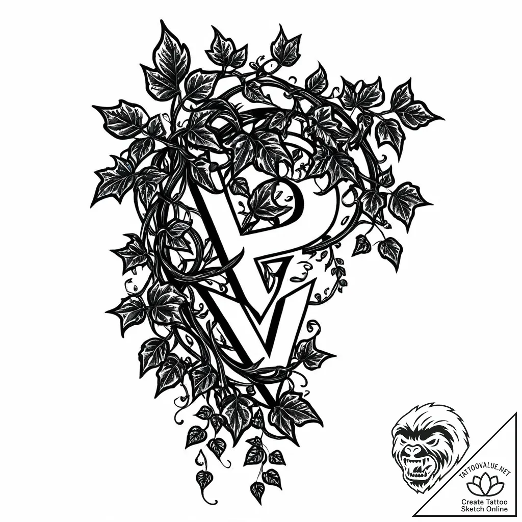 Ivy vine spelling out a secret word as it cli... - style Jaeger Mini - tattoo sketch (24.11.2025 12:04)