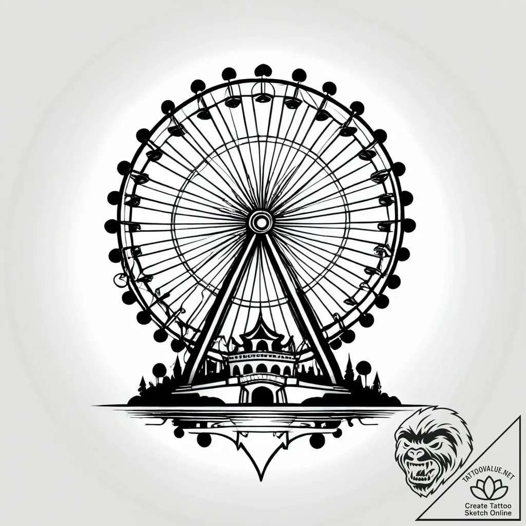 A nighttime shot of a carnival, with the ferr... - style Jagger Old - tattoo sketch (24.11.2025 12:07)