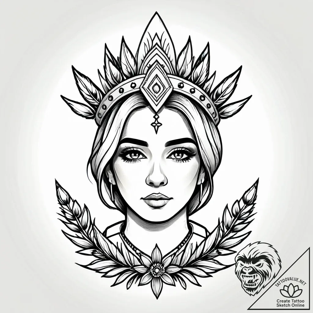 Tattoo design: a portrait of mokosh, with a s... - style Jagger Old - tattoo sketch (24.11.2025 12:19)