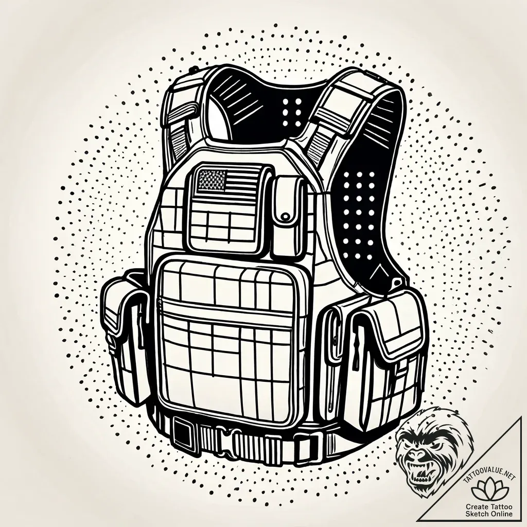Tattoo sketch a generic tactical vest or plat... - style Jaeger Simple - tattoo sketch (24.11.2025 12:24)