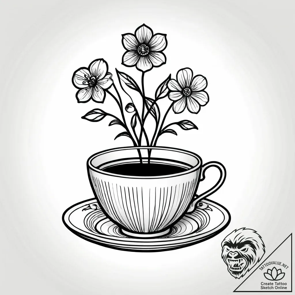 Tattoo sketch a small, elegant teacup with a... - style Jagger Old - tattoo sketch (24.11.2025 12:31)