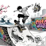 Tattoo sketch, skateboarding youth performing… – style Flux Inscriptions – tattoo sketch (24.11.2025 12:34)