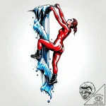 A person ice climbing up a frozen waterfall.,… – style Jagger Old – tattoo sketch (24.11.2025 12:43)