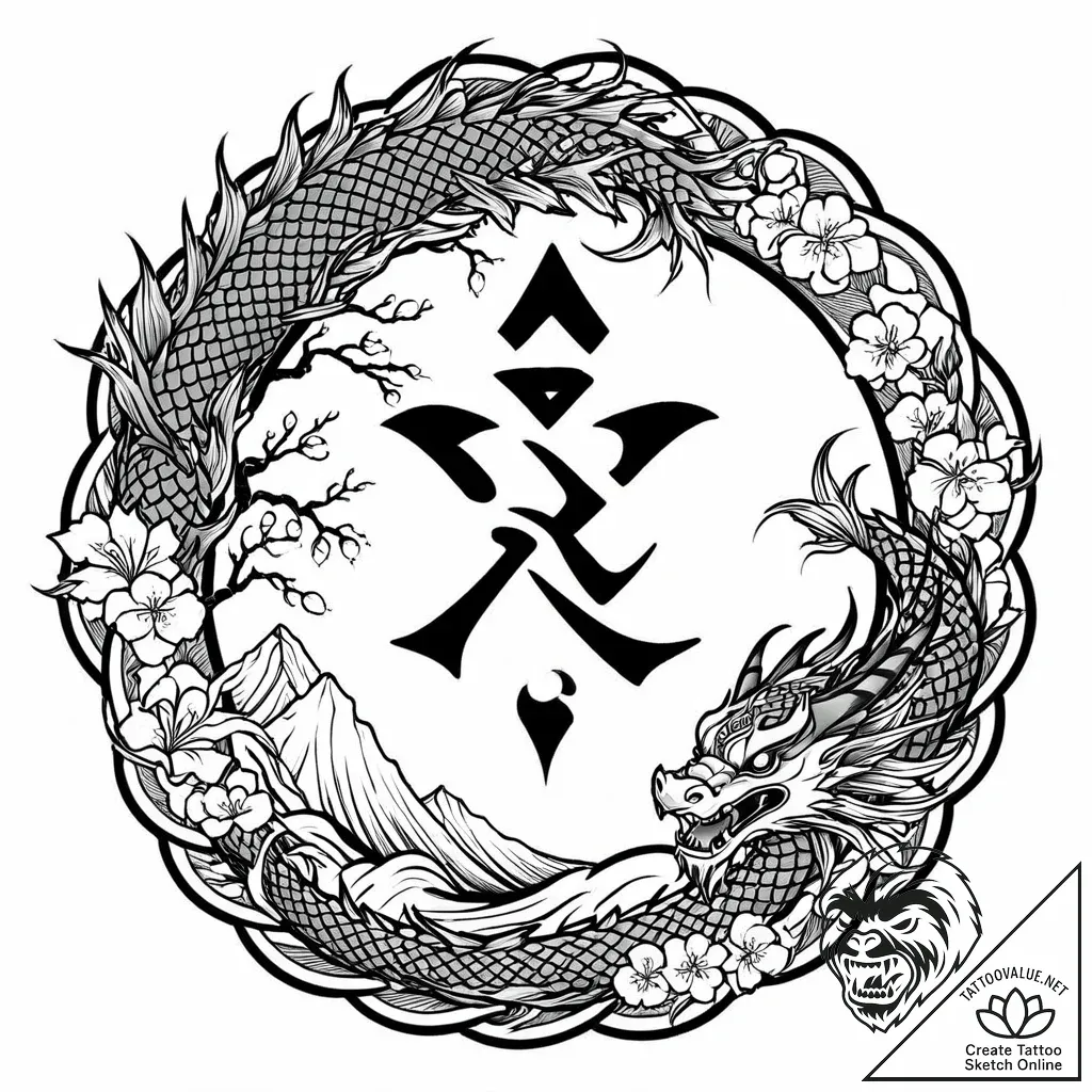 Tat tattoo sketch, rune circle with glowing n... - style Jaeger Mini - tattoo sketch (24.11.2025 12:52)