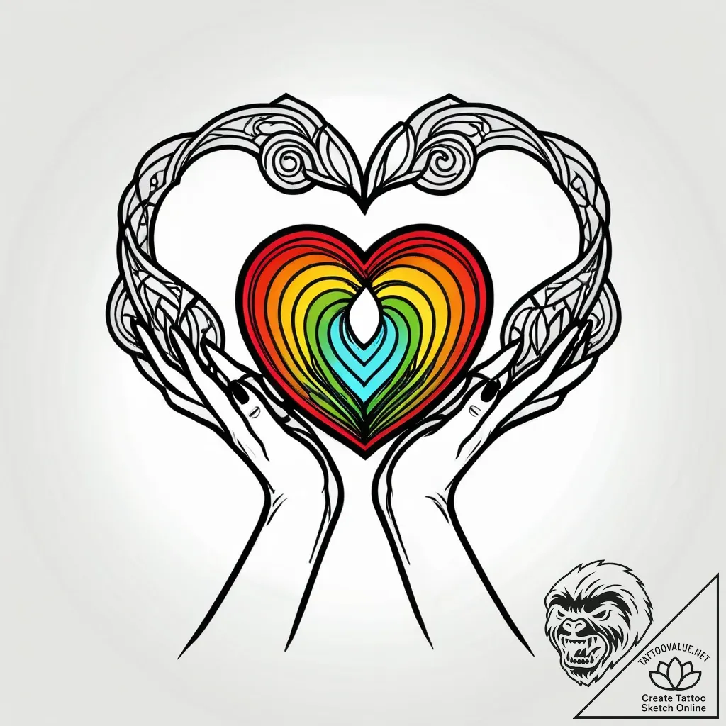 Tattoo design a heart made of two hands holdi... - style Jagger Old - tattoo sketch (24.11.2025 13:07)