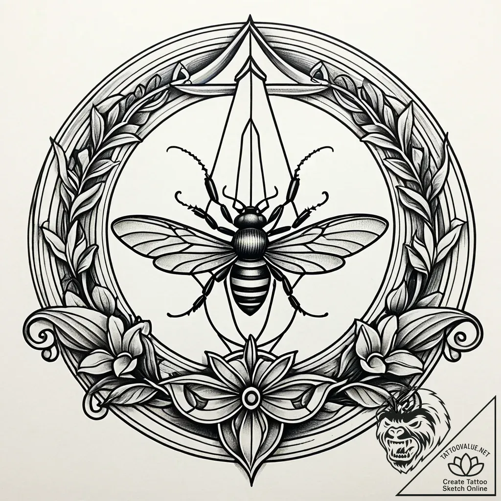 Mobius strip with ants marching endlessly, ta... - style Jaeger Simple - tattoo sketch (24.11.2025 13:12)