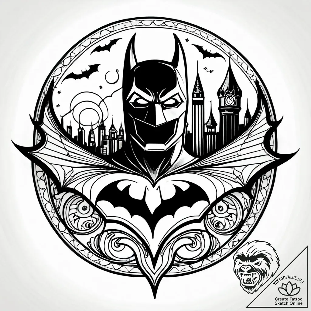 Tat tattoo sketch, batman lego silhouette wit... - style Jagger Old - tattoo sketch (24.11.2025 13:55)