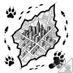 Tattoo sketch, zootopia city map with animal… – style Flux Inscriptions – tattoo sketch (24.11.2025 13:58)