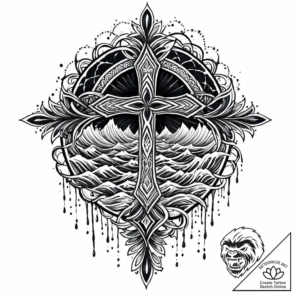 Tattoo design a subtle texture of flowing wat... - style Jaeger Mini - tattoo sketch (24.11.2025 14:04)