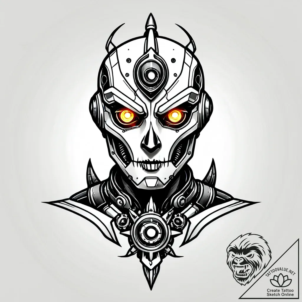 Tattoo sketch, robot army eyes glowing in dar... - style Jagger Old - tattoo sketch (24.11.2025 14:19)